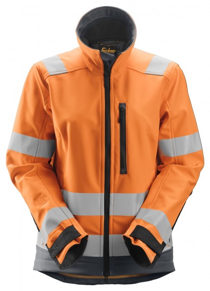 AllroundWork Damen Hi-Vis Softshell Arbeitsjacke, Klasse 2/3, EN 20471